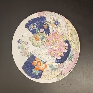 Vintage Tobacco Leaf Plate, Hand Painted Macao, Chinoiserie Style